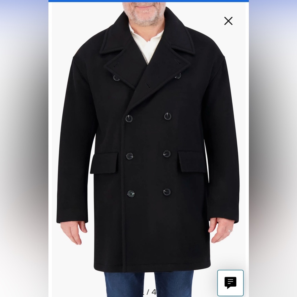 Hudson Jean Men's Double-Breasted Coat, Black, Size S